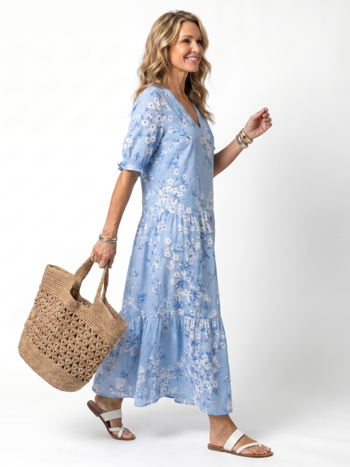 Florentine | Robe Midi Fleurie à Lanières