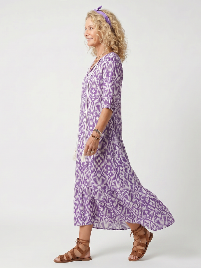 Irène | Robe Midi Imprimée à Lanières
