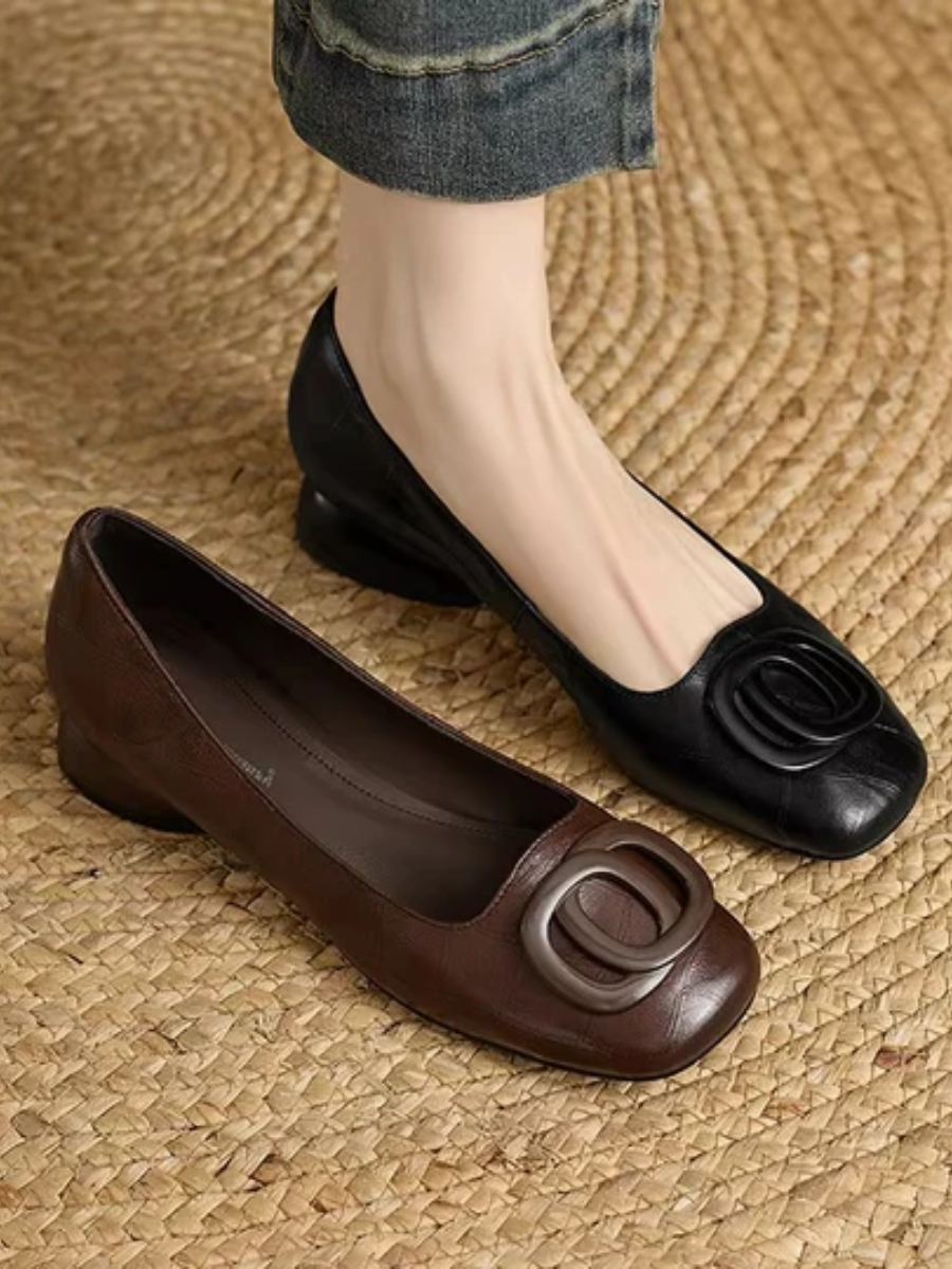 Clotilde | Ballerines en Cuir à Bout Carré
