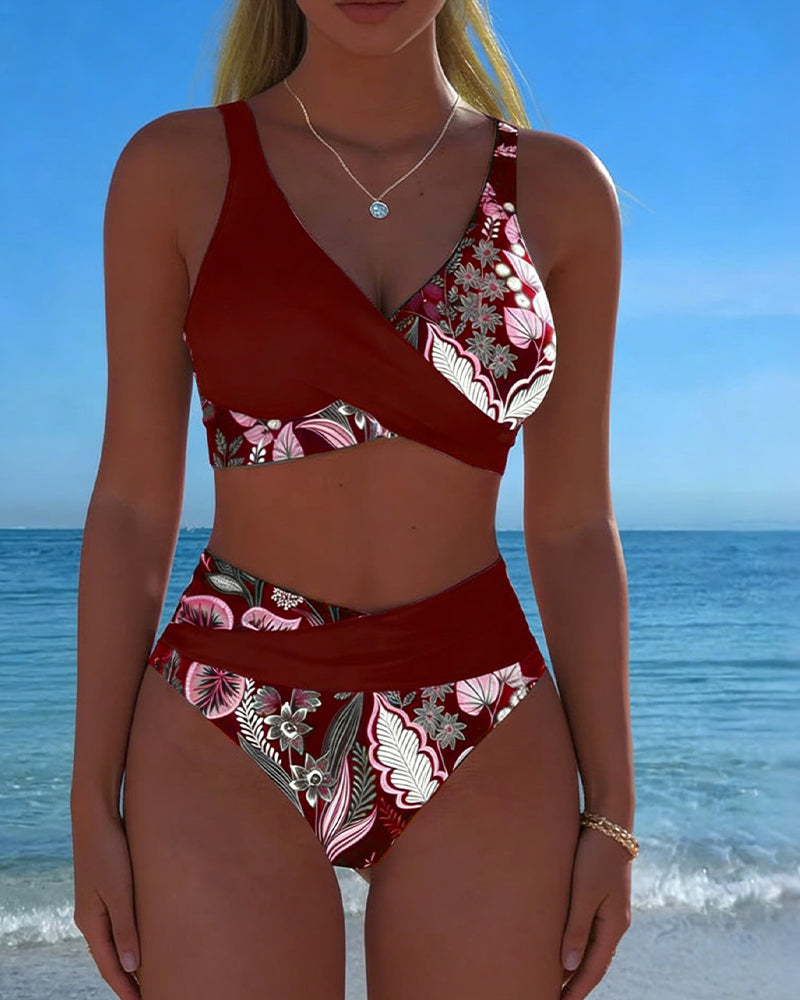 Yvette | Bikini Bicolore à Motif Floral