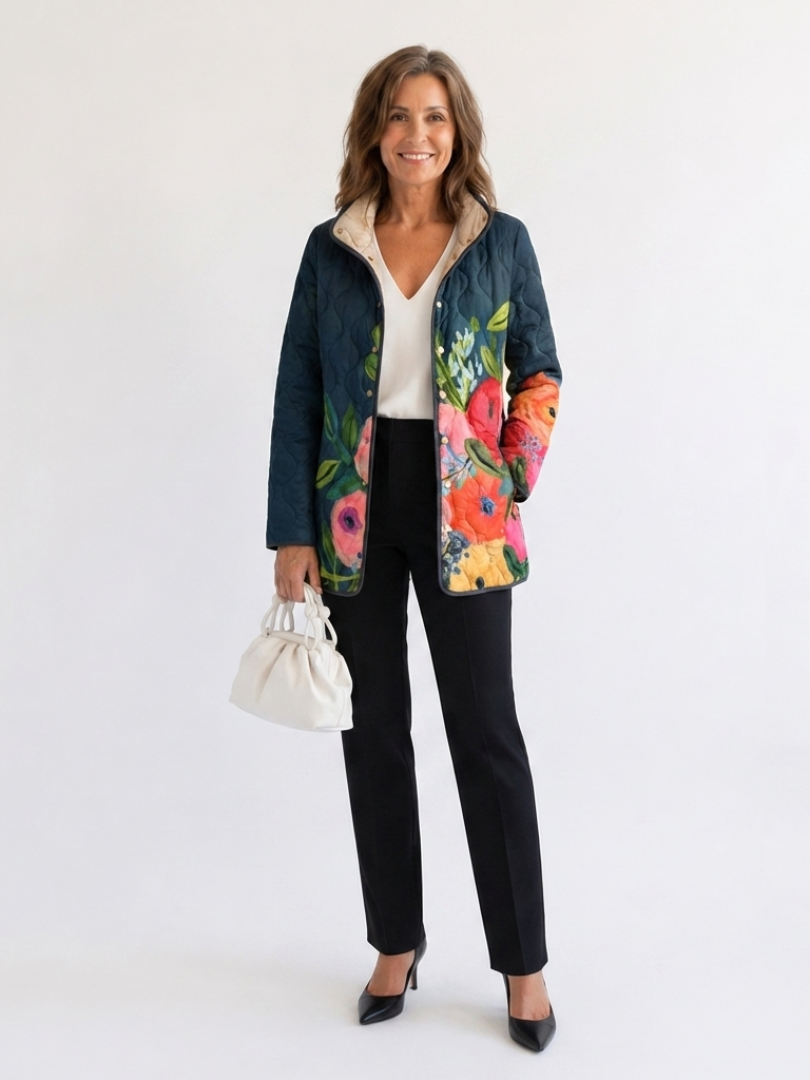 Camélia | Midnight Floral Quilted Jacket