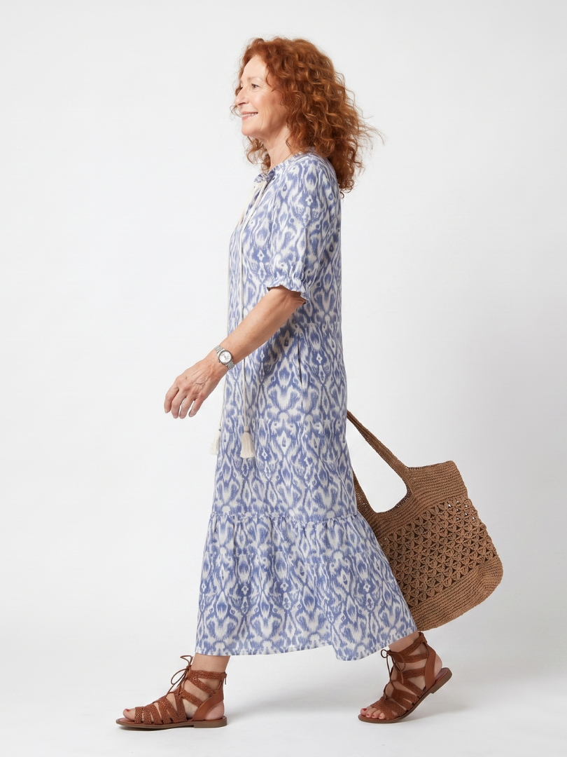 Clémentine | Robe Midi Imprimée à Lanières