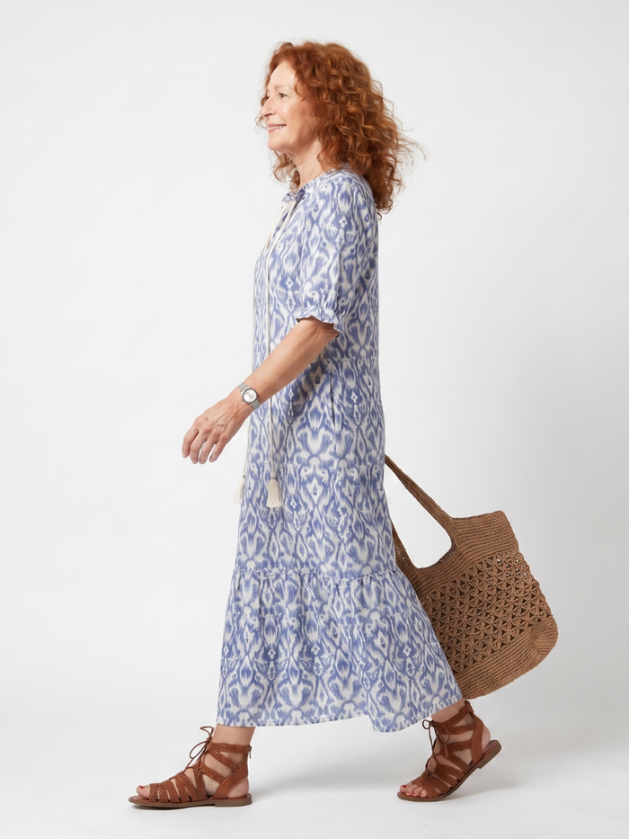 Clémentine | Robe Midi Imprimée à Lanières