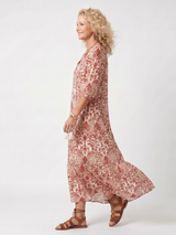 Nadine | Robe Midi à Motif Ornemental et Lanières