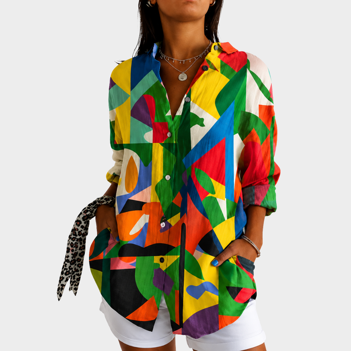 Laetitia | Bluse à Motif Éclaboussures de Couleur