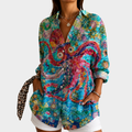Théodora | Bluse à Motif Fleurs Marines