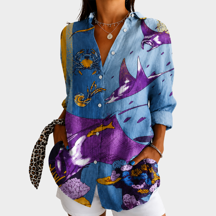 Sidonie | Bluse à Motif Océan