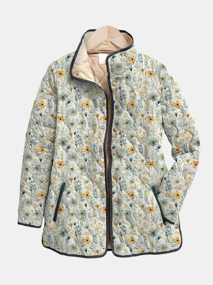 Brigitte | Cream Meadow Floral Quilted Jacket