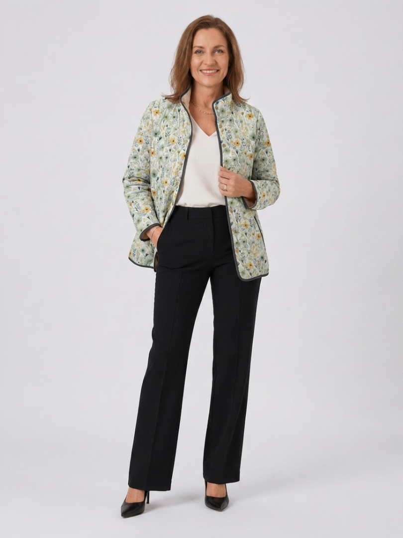 Brigitte | Cream Meadow Floral Quilted Jacket