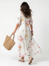 Violaine | Robe Midi Fleurie à Étages et Lanières