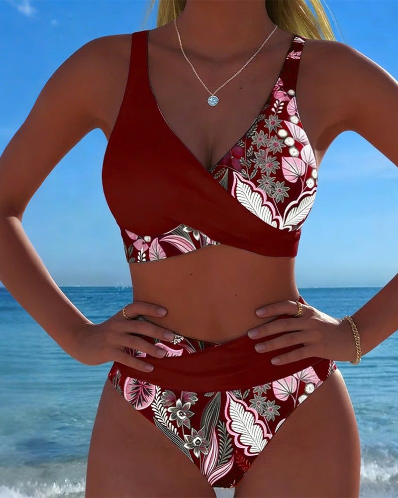 Yvette | Bikini Bicolore à Motif Floral