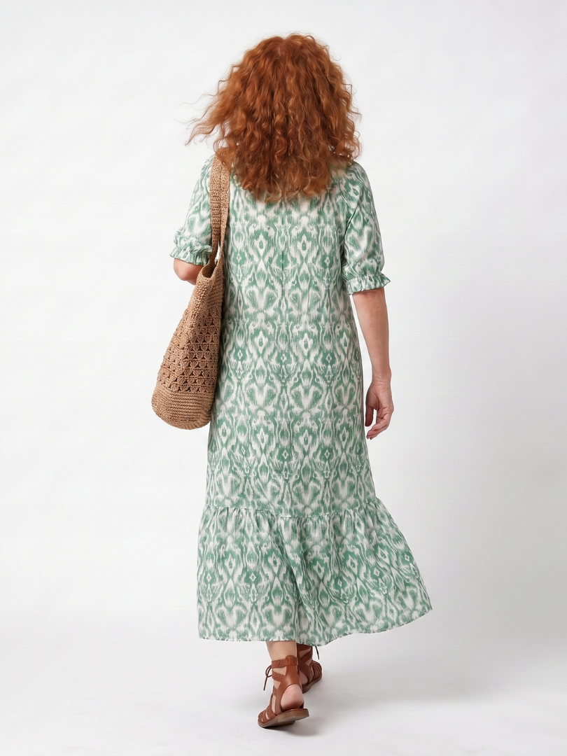Emmanuelle | Robe Midi à Motif et Col en V