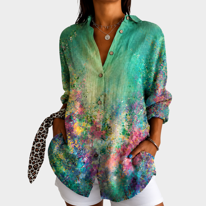 Gisèle | Bluse à Motif Prairie Émeraude
