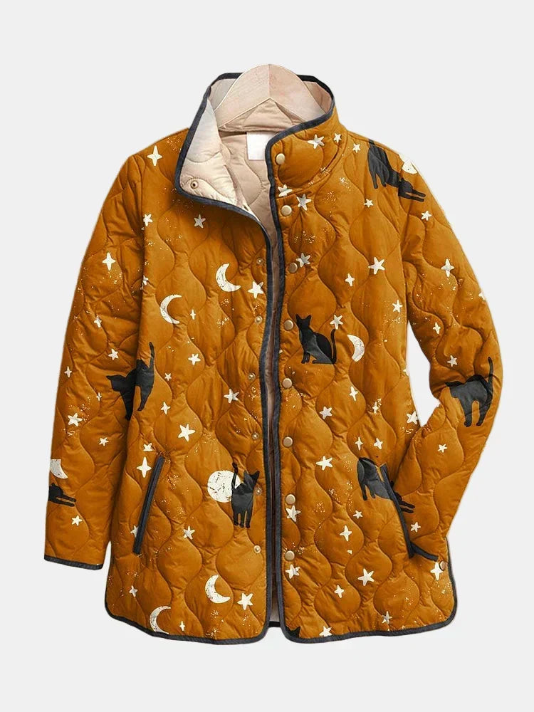 Nicole | Ochre Cats & Stars Quilted Jacket