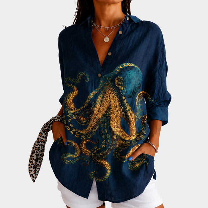 Ursule | Bluse Statement à Motif Océan