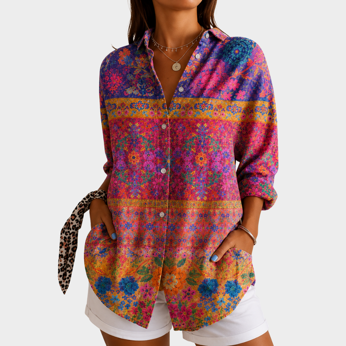 Jade | Bluse à Motif Jardin Mosaïque