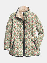 Amélie | Almond Green Tapestry Floral Quilted Jacket