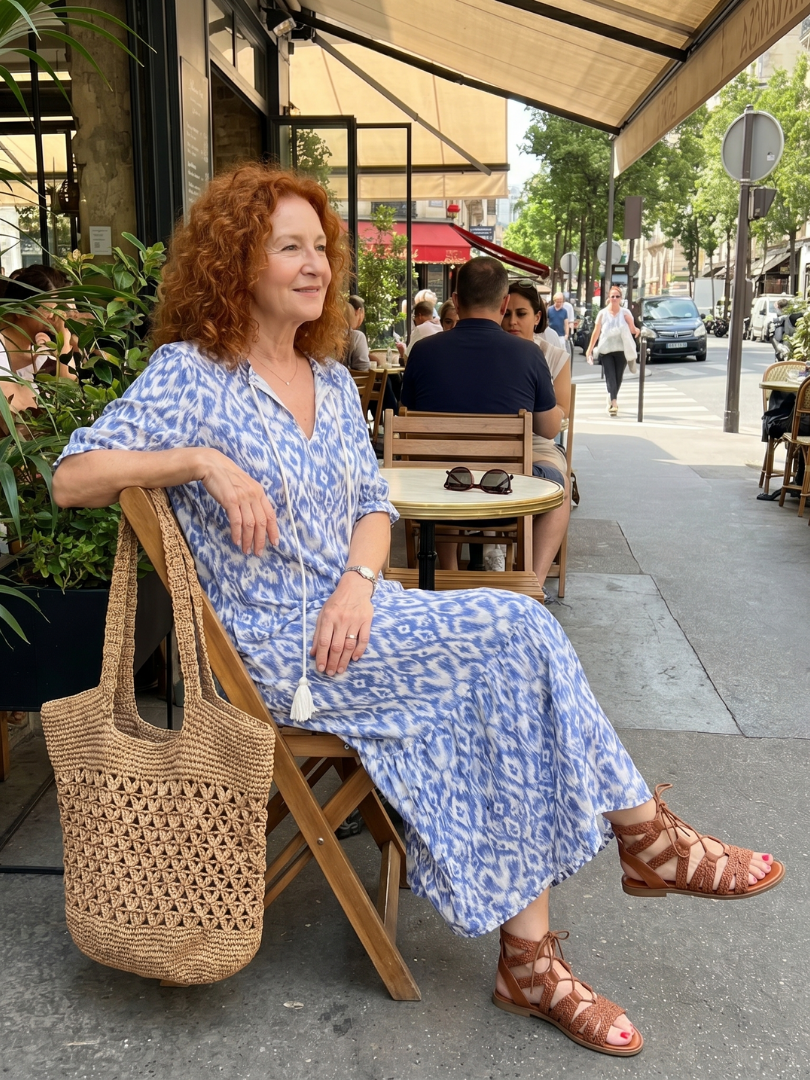 Clémentine | Robe Midi Imprimée à Lanières