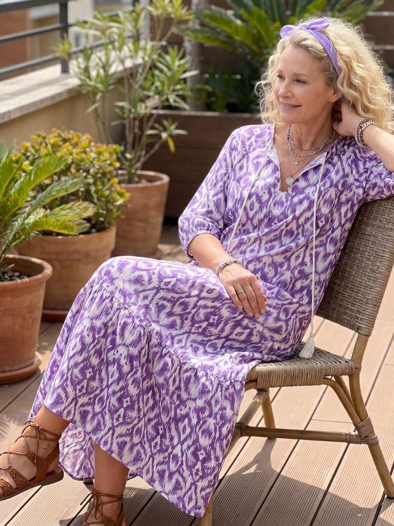 Irène | Robe Midi Imprimée à Lanières