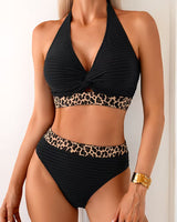 Marguerite | Bikini Côtelé Colorblock Léopard
