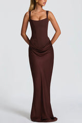 Philippine | Square Neck Satin Maxi Dress