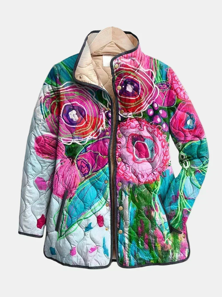 Lucie | Watercolor Floral Quilted Jacket