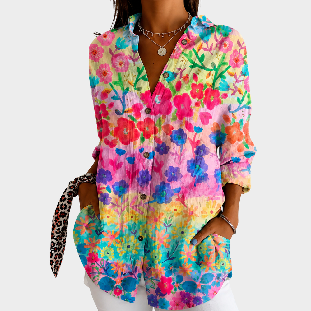 Angéline | Bluse à Motif Prairie Fleurie