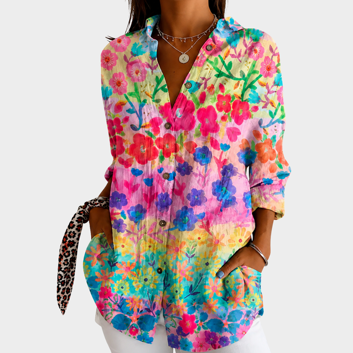 Angéline | Bluse à Motif Prairie Fleurie