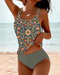 Jeannine | Tankini Imprimé à Double Bande