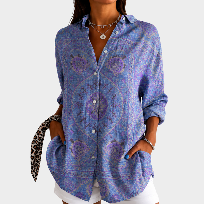 Hortense | Bluse à Motif Mosaïque Lavande