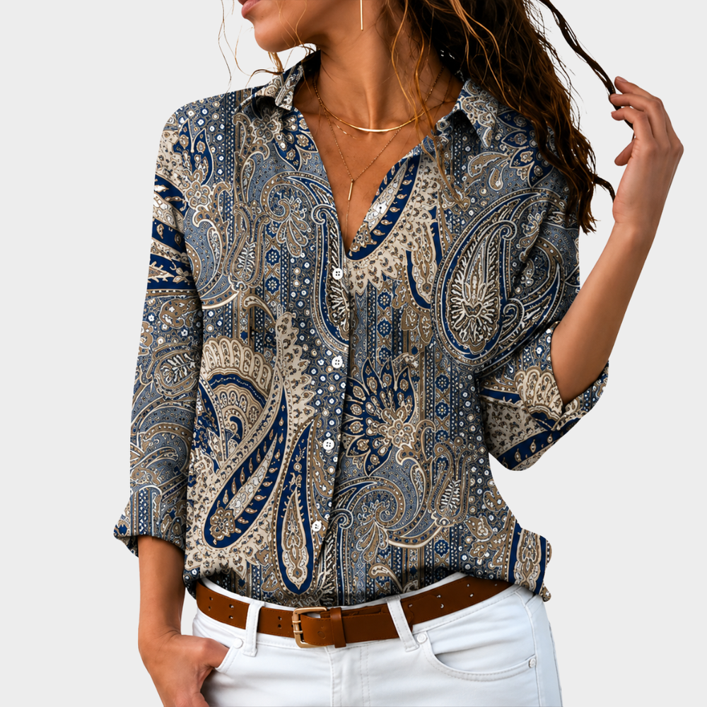 Yasmine | Blouse Intemporelle à Motif Paisley