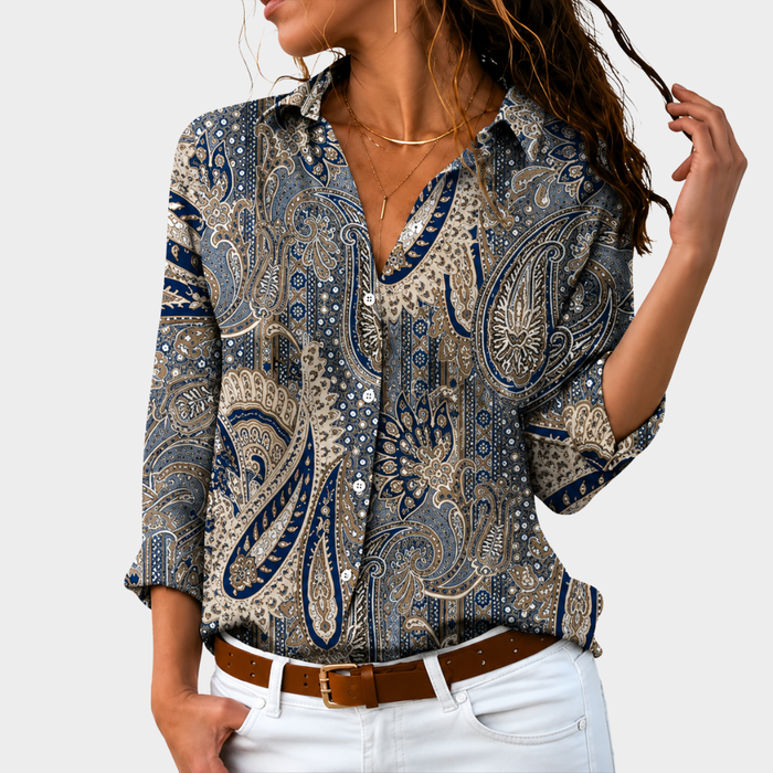 Yasmine | Blouse Intemporelle à Motif Paisley