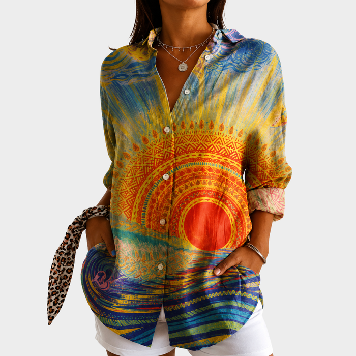 Béatrix | Bluse à Motif Coucher de Soleil
