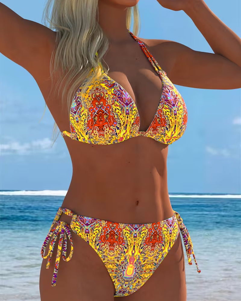 Sandra | Bikini Coloré à Motif Halter