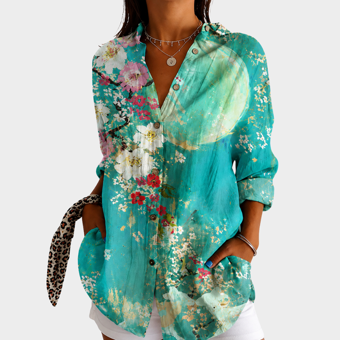 Violette | Bluse à Motif Fleurs Nocturnes