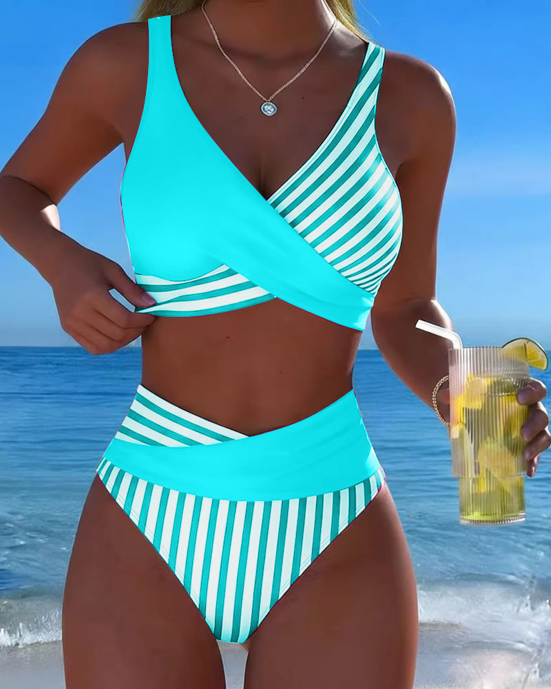 Aliénor | Bikini à Rayures Croisées