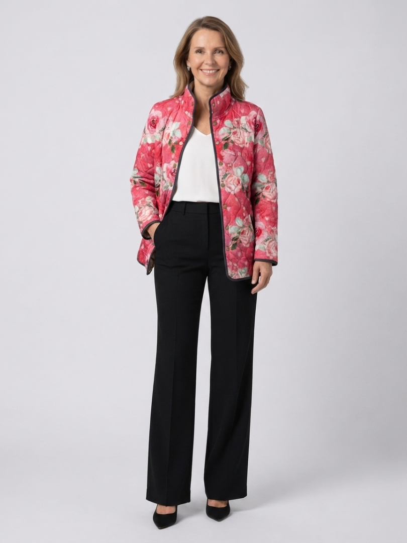Christine | Raspberry Rose Quilted Jacket