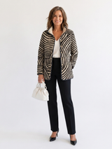 Léandra | Linen & Black Circles Quilted Jacket