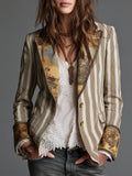 Suzanne | Bohemian Striped Print-Collar Blazer