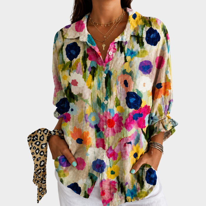 Firmine | Bluse à Motif Aquarelle Fleurie