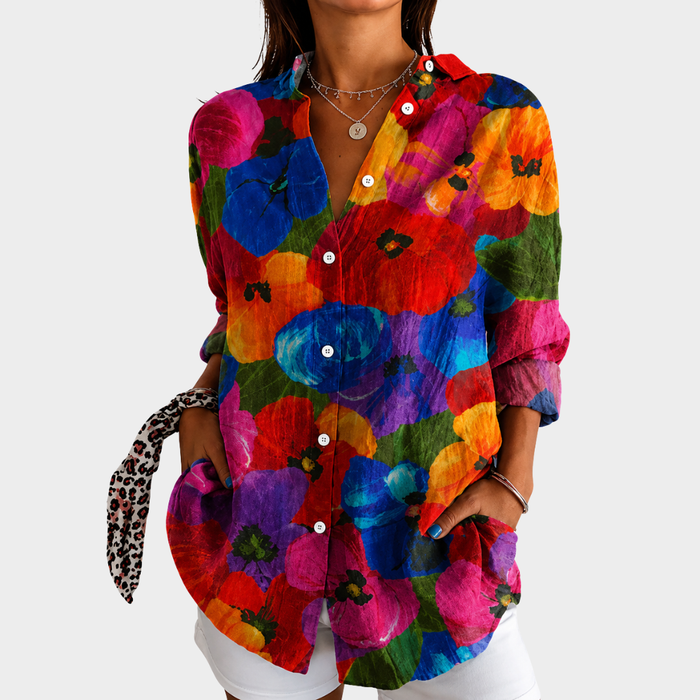 Amandine | Bluse à Motif Floral Coloré