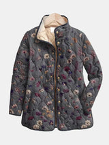 Nathalie | Pressed Flowers Grey Quilted Jacket