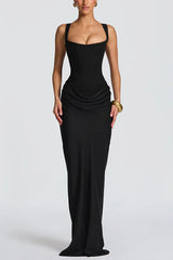 Philippine | Square Neck Satin Maxi Dress