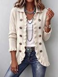 Adalyn | Ivory Ribbed Knit Ruffle Jacket