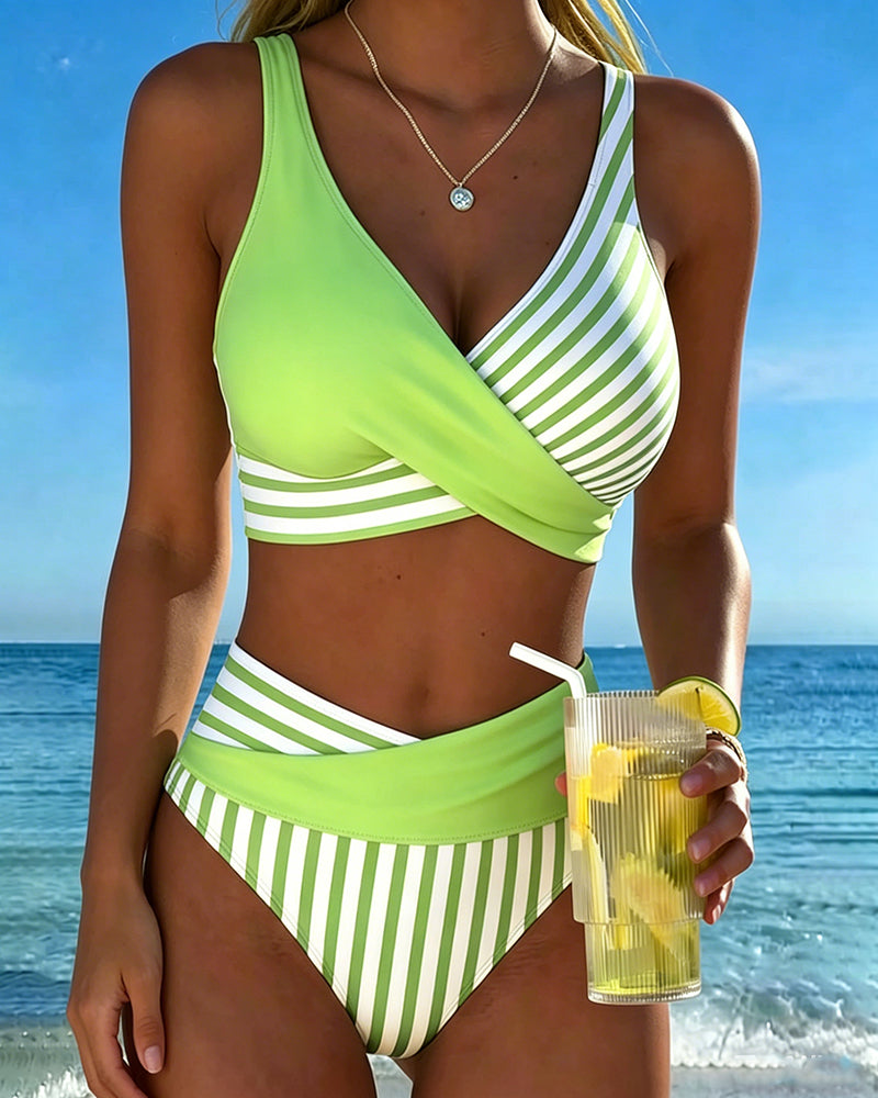 Aliénor | Bikini à Rayures Croisées