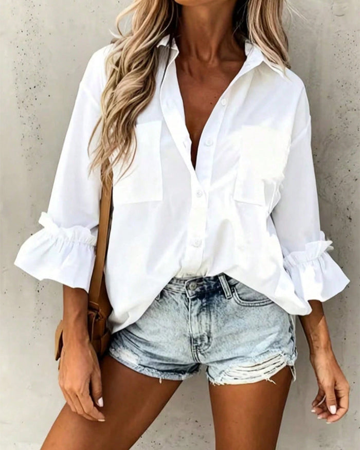 Chloé | Chemise Unie à Poche Poitrine