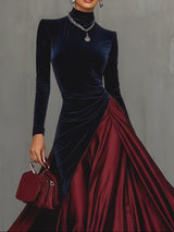 Lucrèce | Long Two-Tone Velvet & Satin Dress