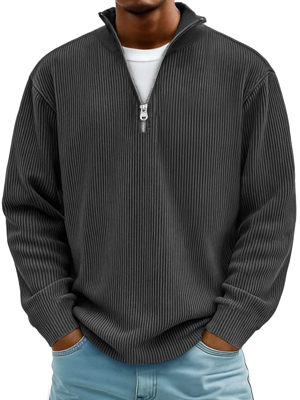 Thibault | Ribbed Zip-Neck Sweater