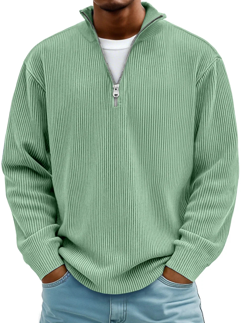 Thibault | Ribbed Zip-Neck Sweater