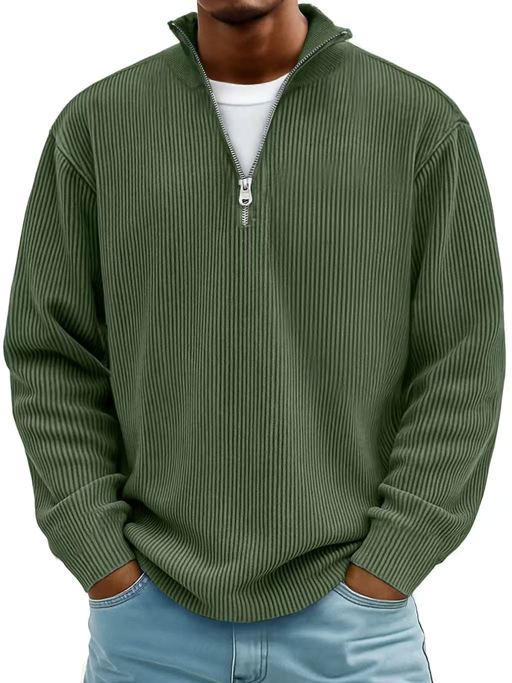 Thibault | Ribbed Zip-Neck Sweater